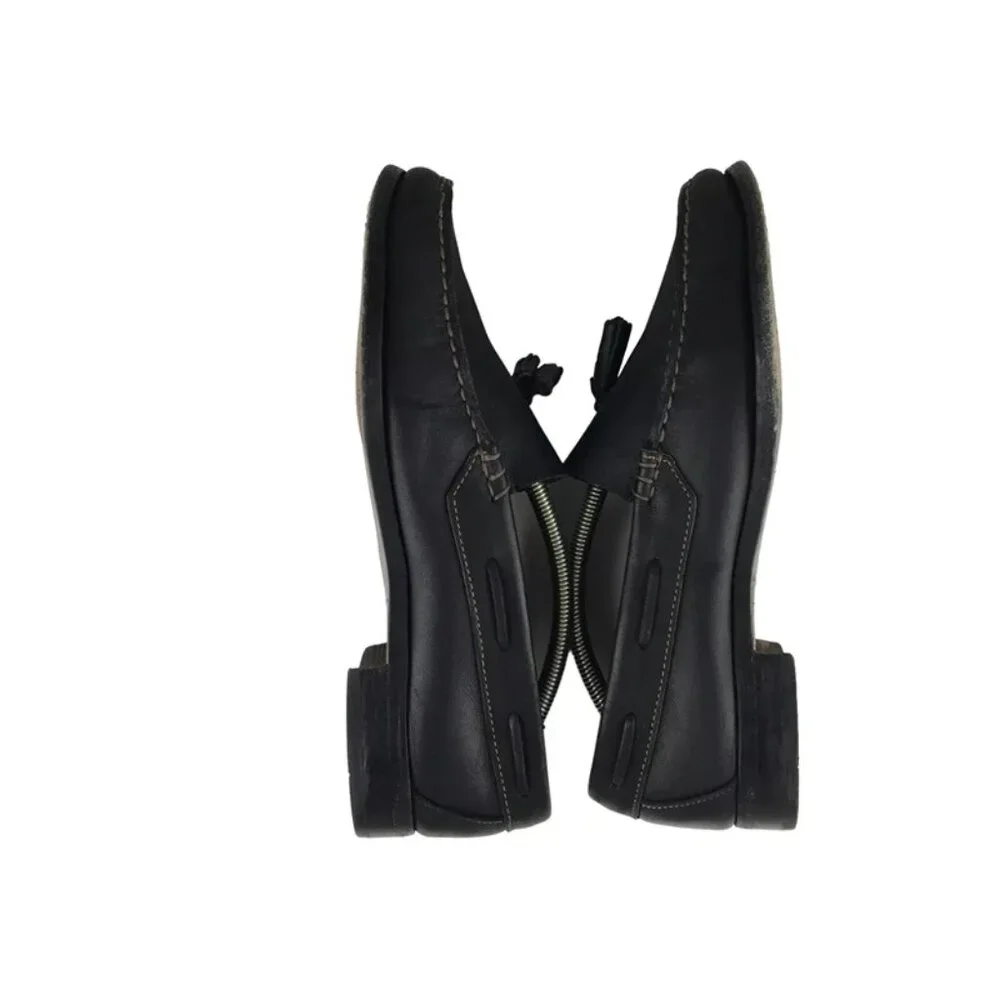Larson Mens Black Leather Tasseled Moc Toe Slip‎ On Loafers Shoes Size US 10